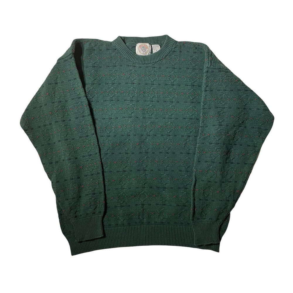 Cape Isle Mens Pullover Knit‎ Crew Neck Sweater Sz Medium Multicolor Green